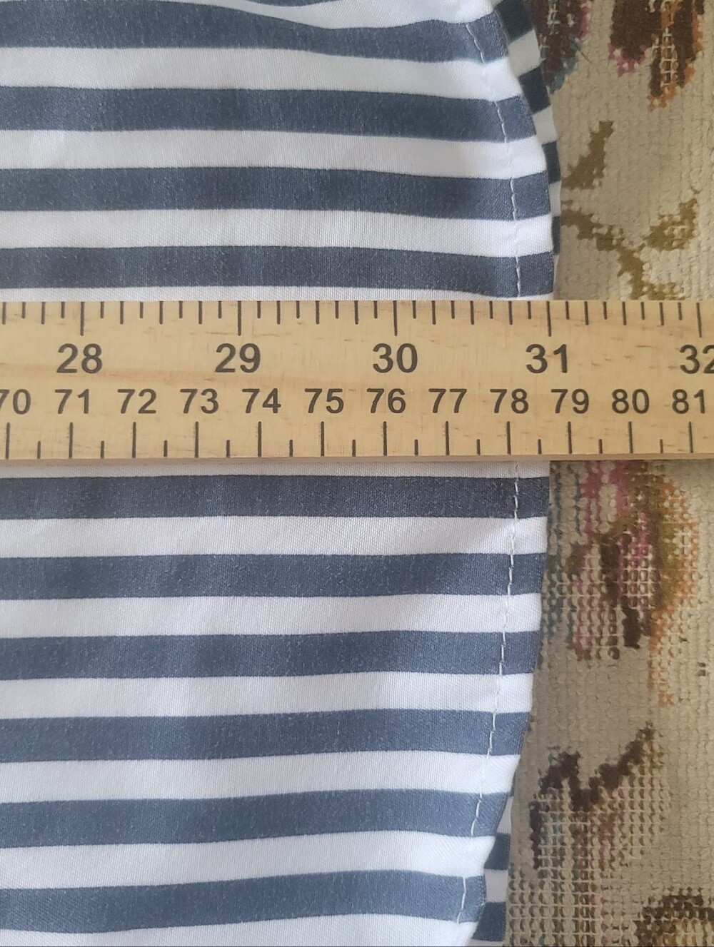 Men's Blue and White Vertical Stripe Dress Shirt / Button Down Collar - Picture 7 of 7